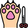dog paw and scissors